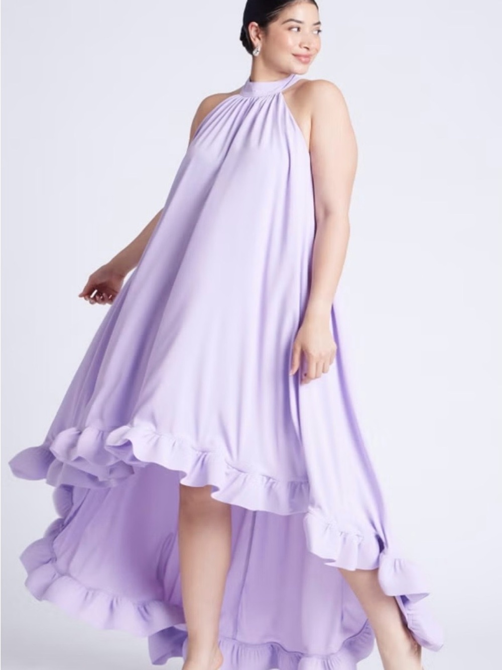 Lilac Halter Ruffle High-Low Dress - Picture 2 of 4